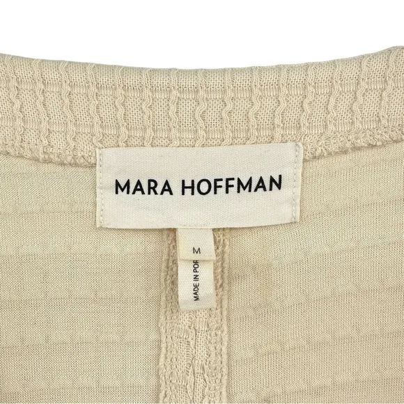 Mara Hoffman Tiffany Wrap Dress - Cream Ivory Waffle Texture Midi Dress sz M