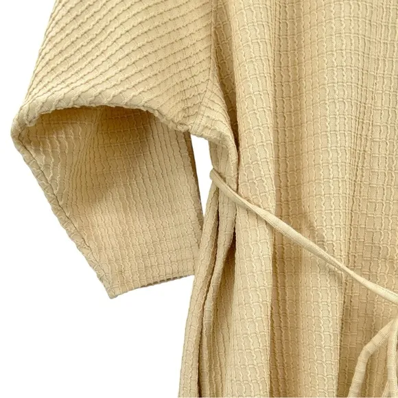 Mara Hoffman Tiffany Wrap Dress - Cream Ivory Waffle Texture Midi Dress sz M