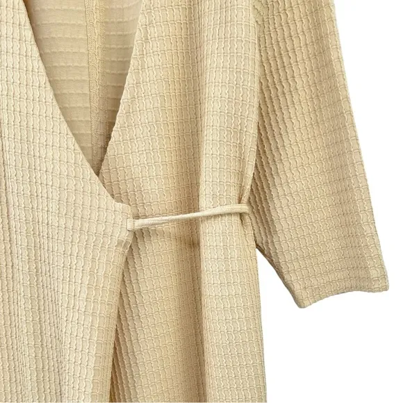 Mara Hoffman Tiffany Wrap Dress - Cream Ivory Waffle Texture Midi Dress sz M