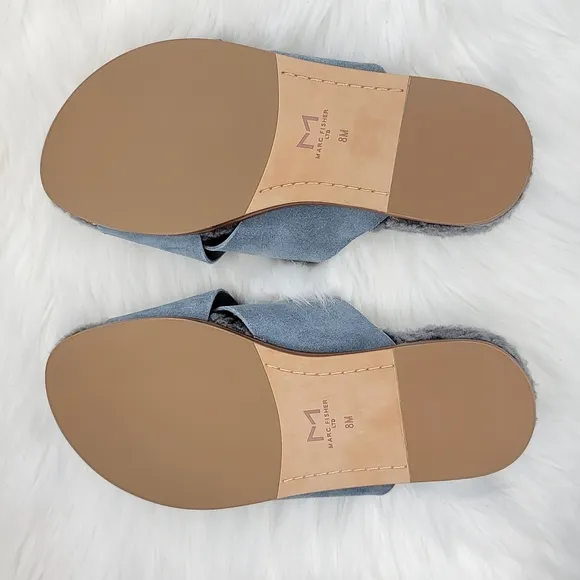 Marc Fisher Ltd Canna Cozy Slide Slip On Mules Gray Suede