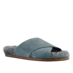 Marc Fisher Ltd Canna Cozy Slide Slip On Mules Gray Suede