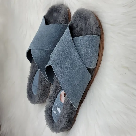 Marc Fisher Ltd Canna Cozy Slide Slip On Mules Gray Suede