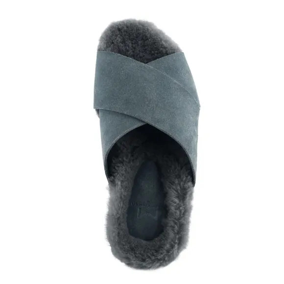 Marc Fisher Ltd Canna Cozy Slide Slip On Mules Gray Suede