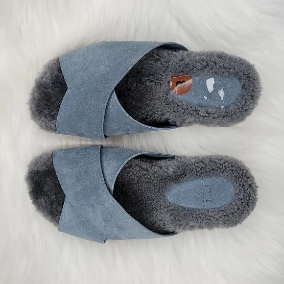 Marc Fisher Ltd Canna Cozy Slide Slip On Mules Gray Suede