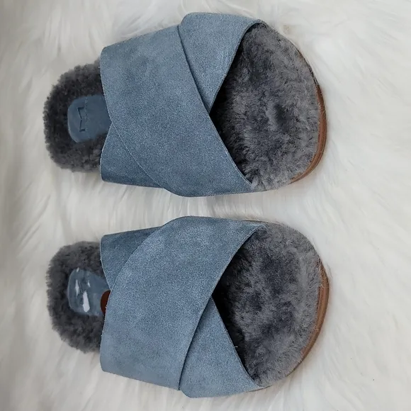 Marc Fisher Ltd Canna Cozy Slide Slip On Mules Gray Suede