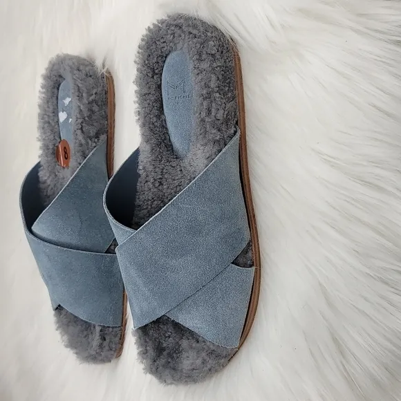Marc Fisher Ltd Canna Cozy Slide Slip On Mules Gray Suede