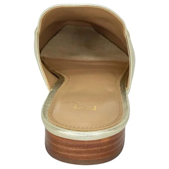 Marc Fisher LTD Pam Gold Leather Metallic Leather Womens Flat Mules Size 6M
