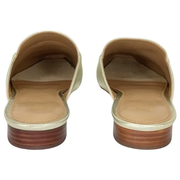 Marc Fisher LTD Pam Gold Leather Metallic Leather Womens Flat Mules Size 6M