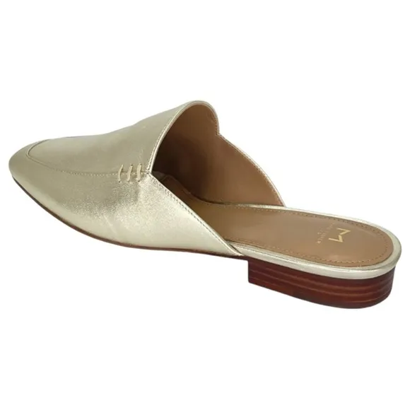 Marc Fisher LTD Pam Gold Leather Metallic Leather Womens Flat Mules Size 6M