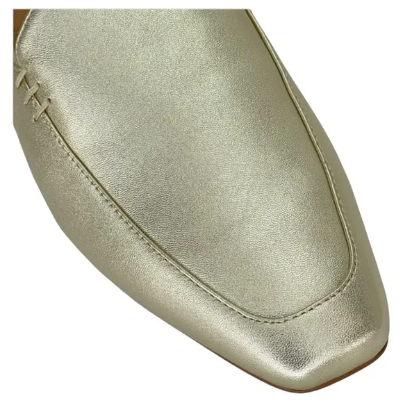 Marc Fisher LTD Pam Gold Leather Metallic Leather Womens Flat Mules Size 6M