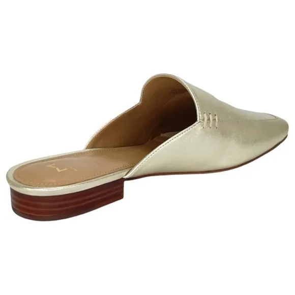 Marc Fisher LTD Pam Gold Leather Metallic Leather Womens Flat Mules Size 6M