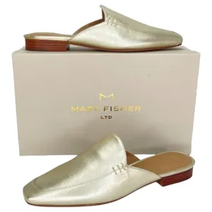 Marc Fisher LTD Pam Gold Leather Metallic Leather Womens Flat Mules Size 6M