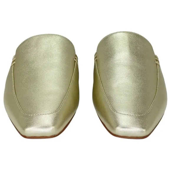 Marc Fisher LTD Pam Gold Leather Metallic Leather Womens Flat Mules Size 6M