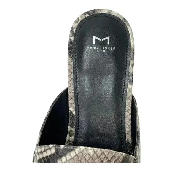 Marc Fisher LTD Pam2 Snake Embossed Leather Womens Flat Mules