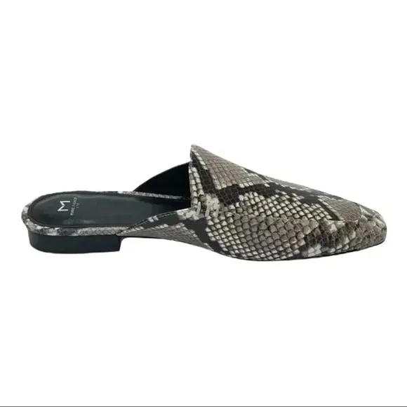 Marc Fisher LTD Pam2 Snake Embossed Leather Womens Flat Mules