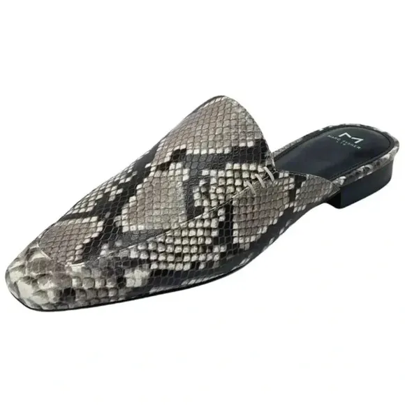 Marc Fisher LTD Pam2 Snake Embossed Leather Womens Flat Mules