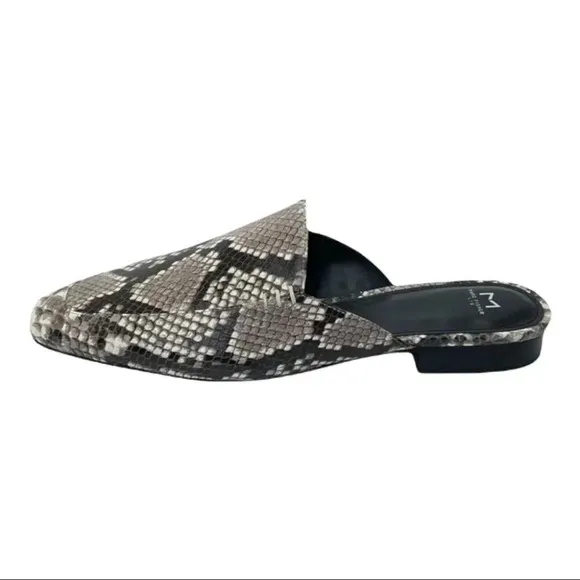 Marc Fisher LTD Pam2 Snake Embossed Leather Womens Flat Mules