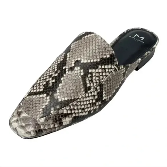 Marc Fisher LTD Pam2 Snake Embossed Leather Womens Flat Mules