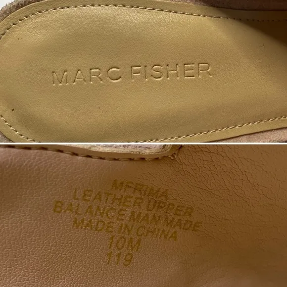 Marc Fisher Mfrima Blush Suede Slides mules Mirrored heel size 10 neutral slip