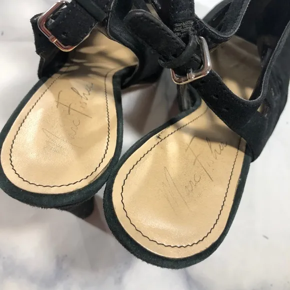 Marc Fisher Trinaa Black Suede Peep Toe Heels