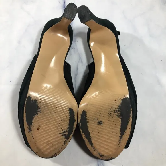 Marc Fisher Trinaa Black Suede Peep Toe Heels