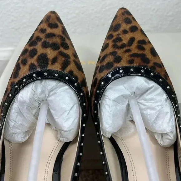 Marc Fisher Women’s Joily Brown Black Animal Print Slingback Block Heels…