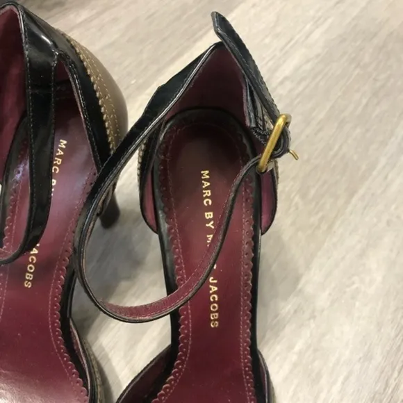 Marc Jacobs Open Toe Slingback Leather Heels 38