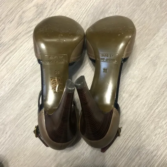 Marc Jacobs Open Toe Slingback Leather Heels 38