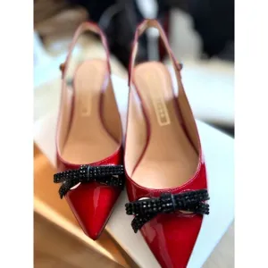 Marc Jacobs Red Patent Leather Sling Back Kitten Heels Size EU 37.5 = US 7