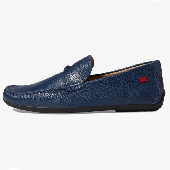 Marc Joseph NIB Blue Pebble Leather Loafer 7 Plymouth Twisted Driver Rubber Sole