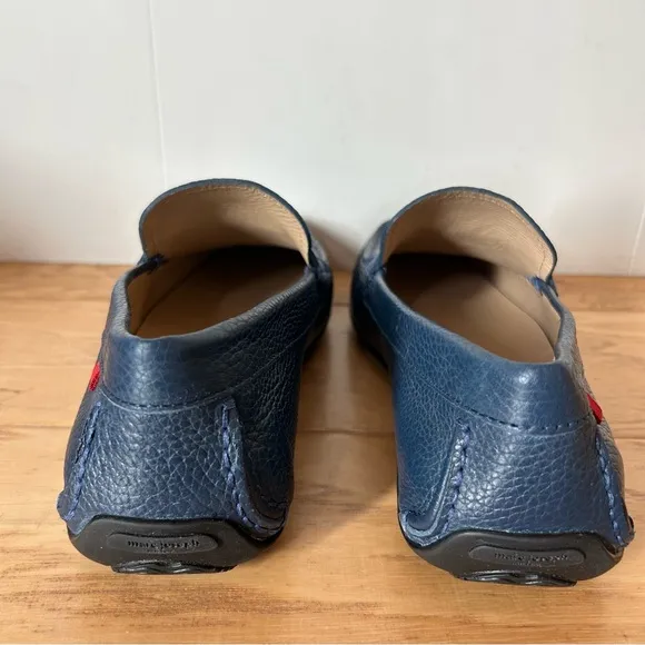 Marc Joseph NIB Blue Pebble Leather Loafer 7 Plymouth Twisted Driver Rubber Sole