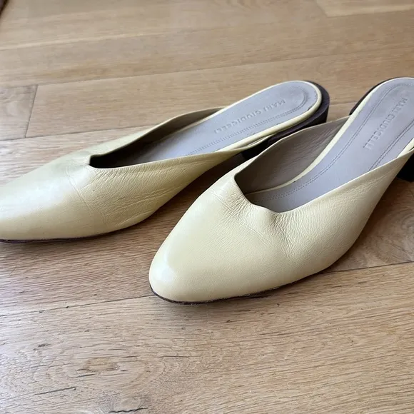 Mari Giudicelli Leblon Mules in Pale Yellow