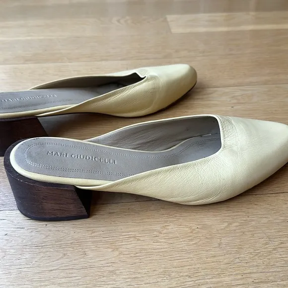 Mari Giudicelli Leblon Mules in Pale Yellow