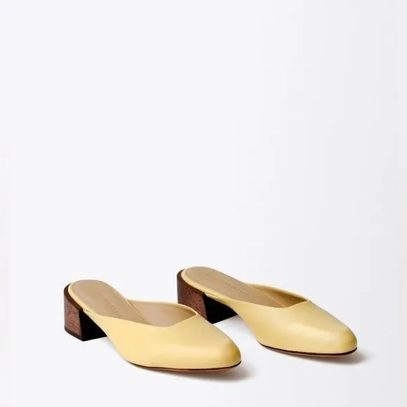 Mari Giudicelli Leblon Mules in Pale Yellow