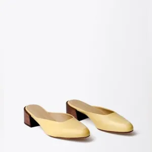 Mari Giudicelli Leblon Mules in Pale Yellow