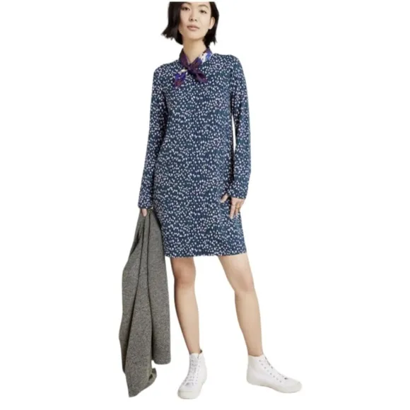 Marimekko Huokaus Tahtiniitty Jersey Floral Dress NWOT Purple Tulip Print
