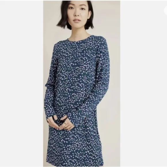Marimekko Huokaus Tahtiniitty Jersey Floral Dress NWOT Purple Tulip Print