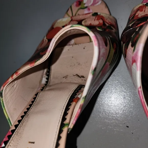 Marine Floral-Print Leather Mules