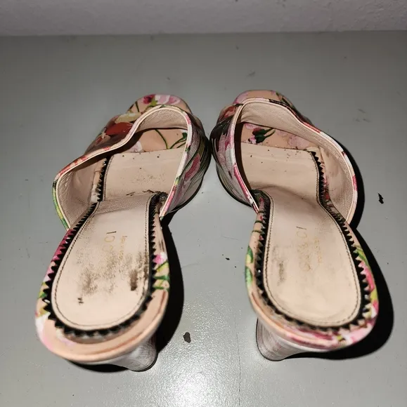 Marine Floral-Print Leather Mules