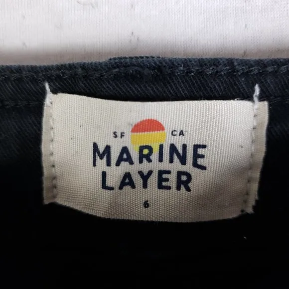 Marine Layer Pants High Waist Slim Fit Wide Leg Ankle Jeans in Faded Black sz 6