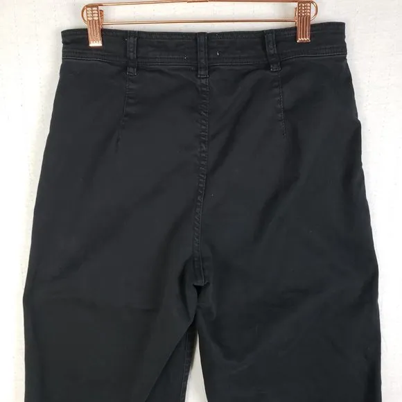 Marine Layer Pants High Waist Slim Fit Wide Leg Ankle Jeans in Faded Black sz 6