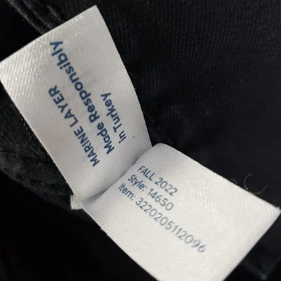 Marine Layer Pants High Waist Slim Fit Wide Leg Ankle Jeans in Faded Black sz 6