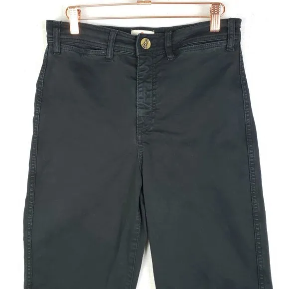 Marine Layer Pants High Waist Slim Fit Wide Leg Ankle Jeans in Faded Black sz 6