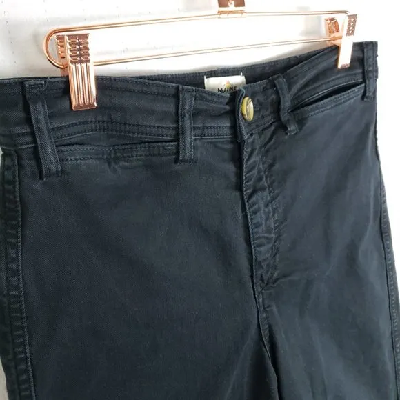 Marine Layer Pants High Waist Slim Fit Wide Leg Ankle Jeans in Faded Black sz 6
