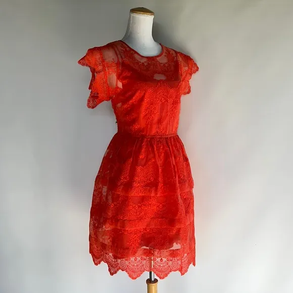 Marissa Webb Embroidered Fit and Flare Dress - sz L