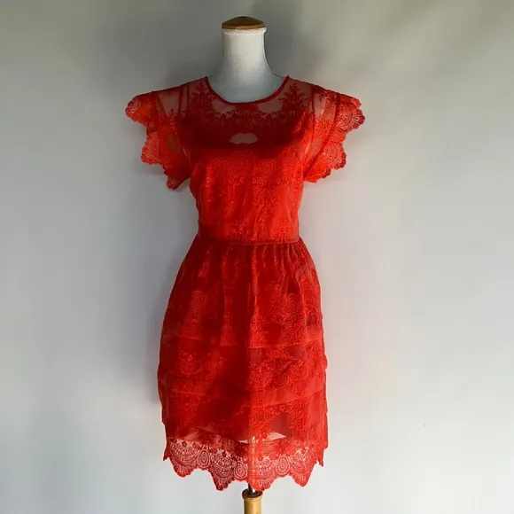 Marissa Webb Embroidered Fit and Flare Dress - sz L