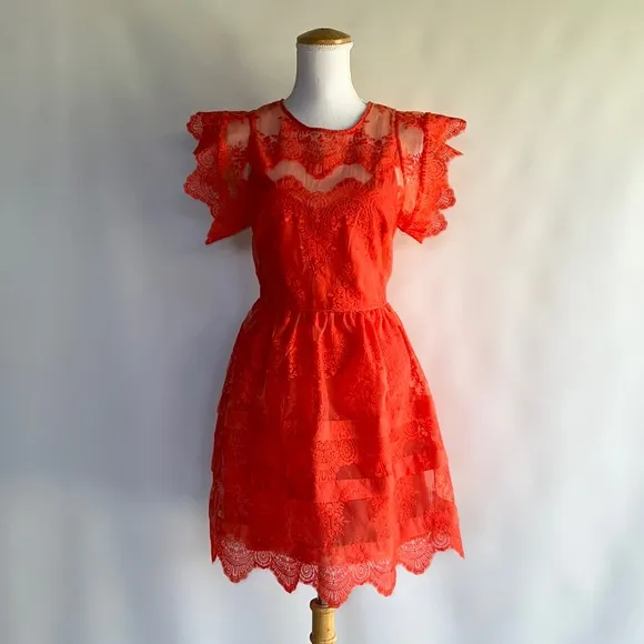 Marissa Webb Embroidered Fit and Flare Dress - sz S
