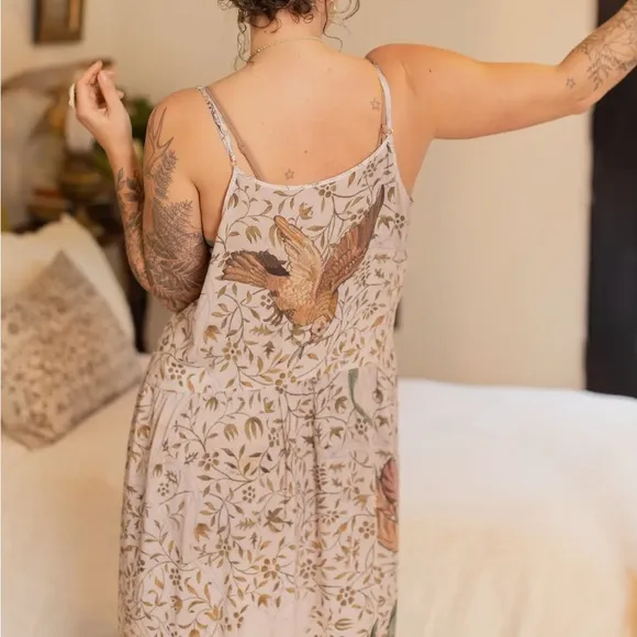 Market of Stars ✨ Folklore Floral Bird of Peace Bohéme Slip Dress