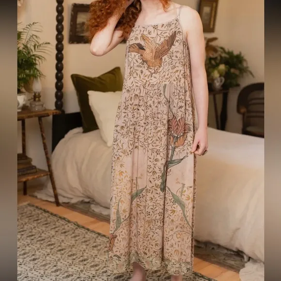 Market of Stars ✨ Folklore Floral Bird of Peace Bohéme Slip Dress