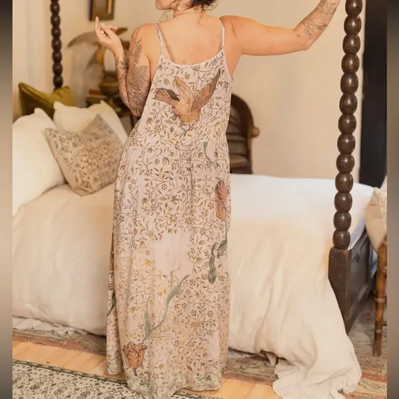 Market of Stars ✨ Folklore Floral Bird of Peace Bohéme Slip Dress